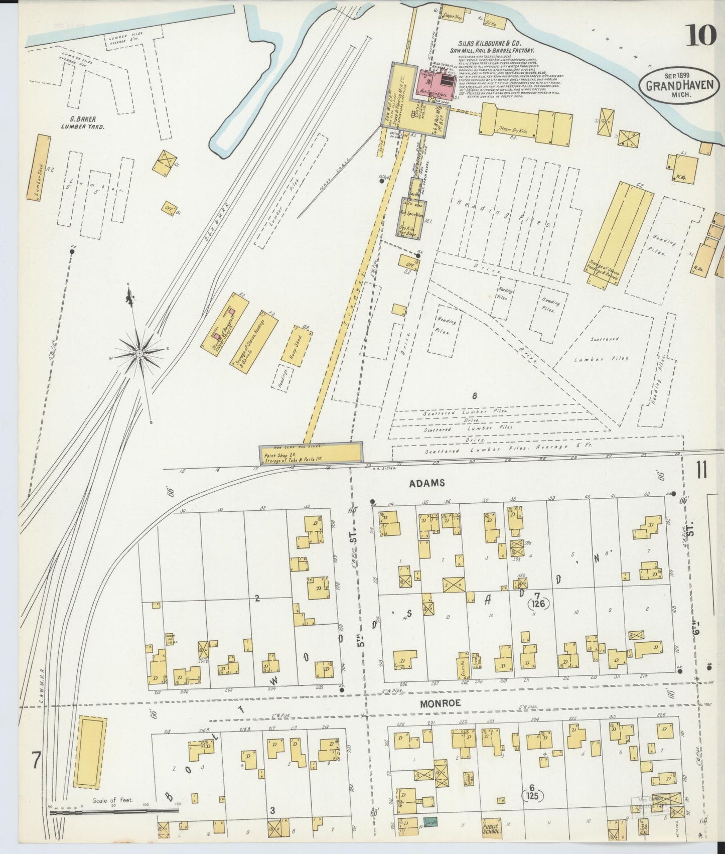Sanborn Fire Insurance Map from Grand Haven, Ottawa County, Michigan (1899), Sheet #0010 - Complete Map Set gallery image, historic Sanborn map, vintage wall art, Michigan Michigan