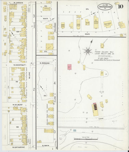 Sanborn Fire Insurance Map from Shenandoah, Schuylkill County, Pennsylvania (1908), Sheet #0010 - Historic Sanborn Fire Insurance Map Print, vintage old map wall art, antique decor, genealogy gift, Pennsylvania Pennsylvania map