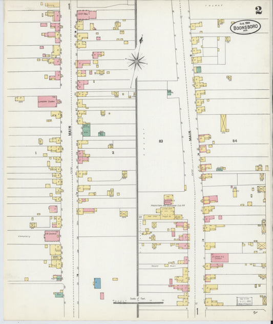 Sanborn Fire Insurance Map from Boonsboro, Washington County, Maryland (1904), Sheet #0002 - Historic Sanborn Fire Insurance Map Print, vintage old map wall art, antique decor, genealogy gift, Maryland Maryland map