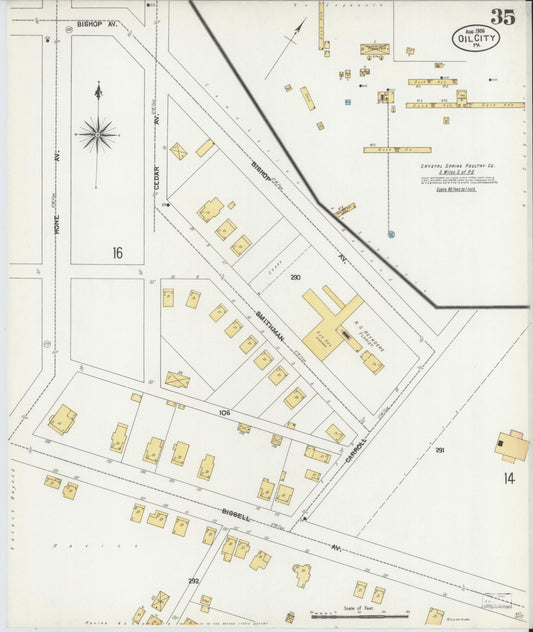 Sanborn Fire Insurance Map from Oil City, Venango County, Pennsylvania (1906), Sheet #0035 - Historic Sanborn Fire Insurance Map Print, vintage old map wall art, antique decor, genealogy gift, Pennsylvania Pennsylvania map