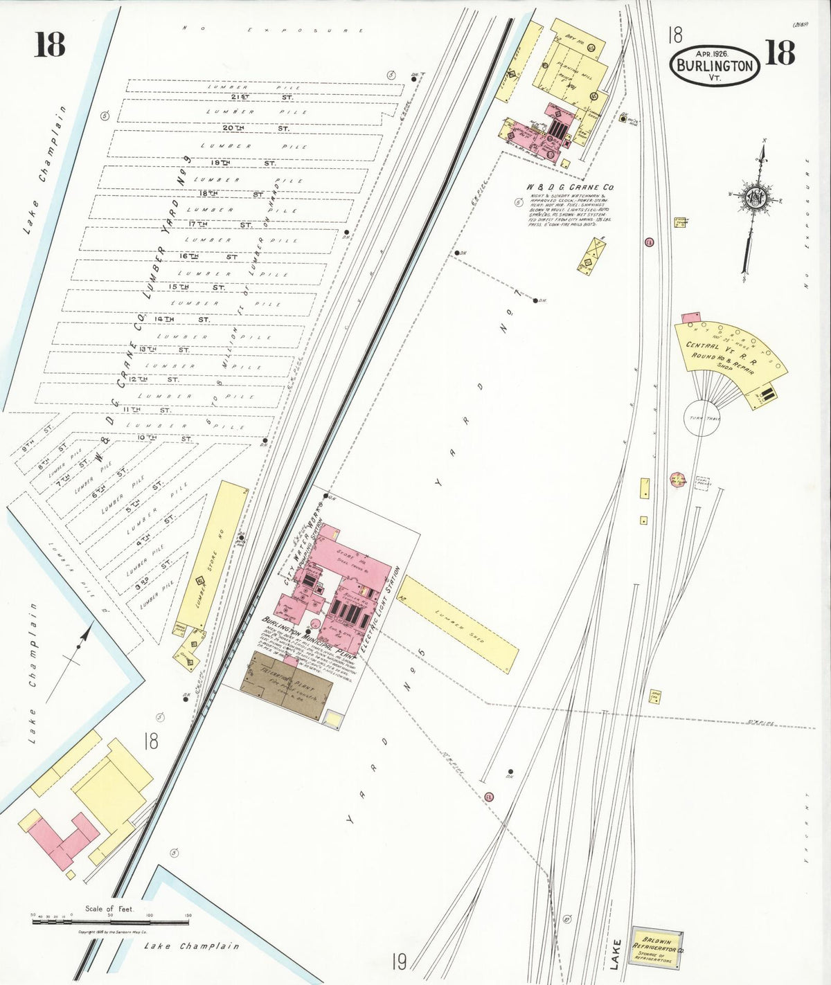 Sanborn Fire Insurance Map from Burlington, Chittenden County, Vermont (1926), Sheet #0018 - Complete Map Set gallery image, historic Sanborn map, vintage wall art, Vermont Vermont