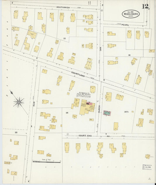 Sanborn Fire Insurance Map from Middleboro, Plymouth County, Massachusetts (1906), Sheet #0012 - Historic Sanborn Fire Insurance Map Print, vintage old map wall art, antique decor, genealogy gift, Massachusetts Massachusetts map