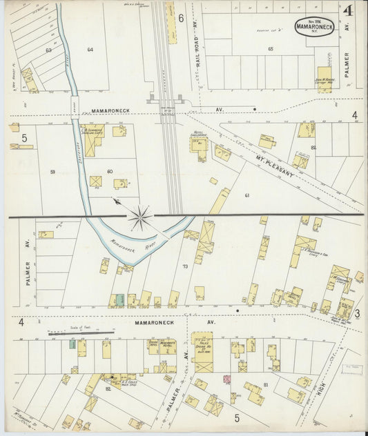Sanborn Fire Insurance Map from Mamaroneck, Westchester County, New York (1896), Sheet #0004 - Historic Sanborn Fire Insurance Map Print, vintage old map wall art, antique decor, genealogy gift, New York New York map