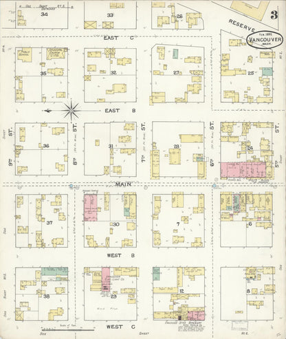 Sanborn Fire Insurance Map from Vancouver, Clark County, Washington (1892), Sheet #0003 - Complete Map Set gallery image, historic Sanborn map, vintage wall art, Washington Washington