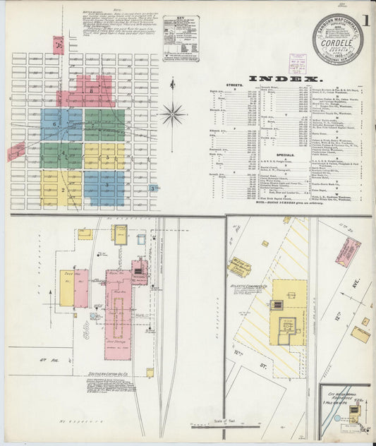 Sanborn Fire Insurance Map from Cordele, Crisp County, Georgia (1903), Sheet #0001 - Complete Map Set gallery image, historic Sanborn map, vintage wall art, Georgia Georgia