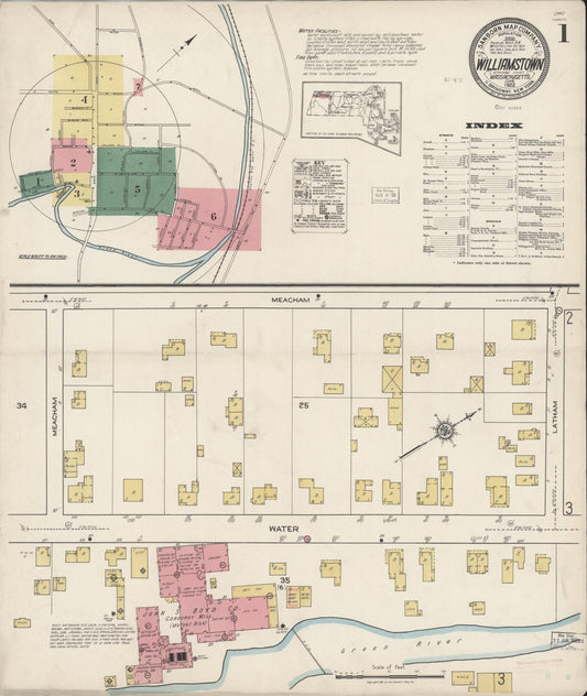 Sanborn Fire Insurance Map from Williamstown, Berkshire County, Massachusetts (1922), Sheet #0001 - Complete Map Set gallery image, historic Sanborn map, vintage wall art, Massachusetts Massachusetts