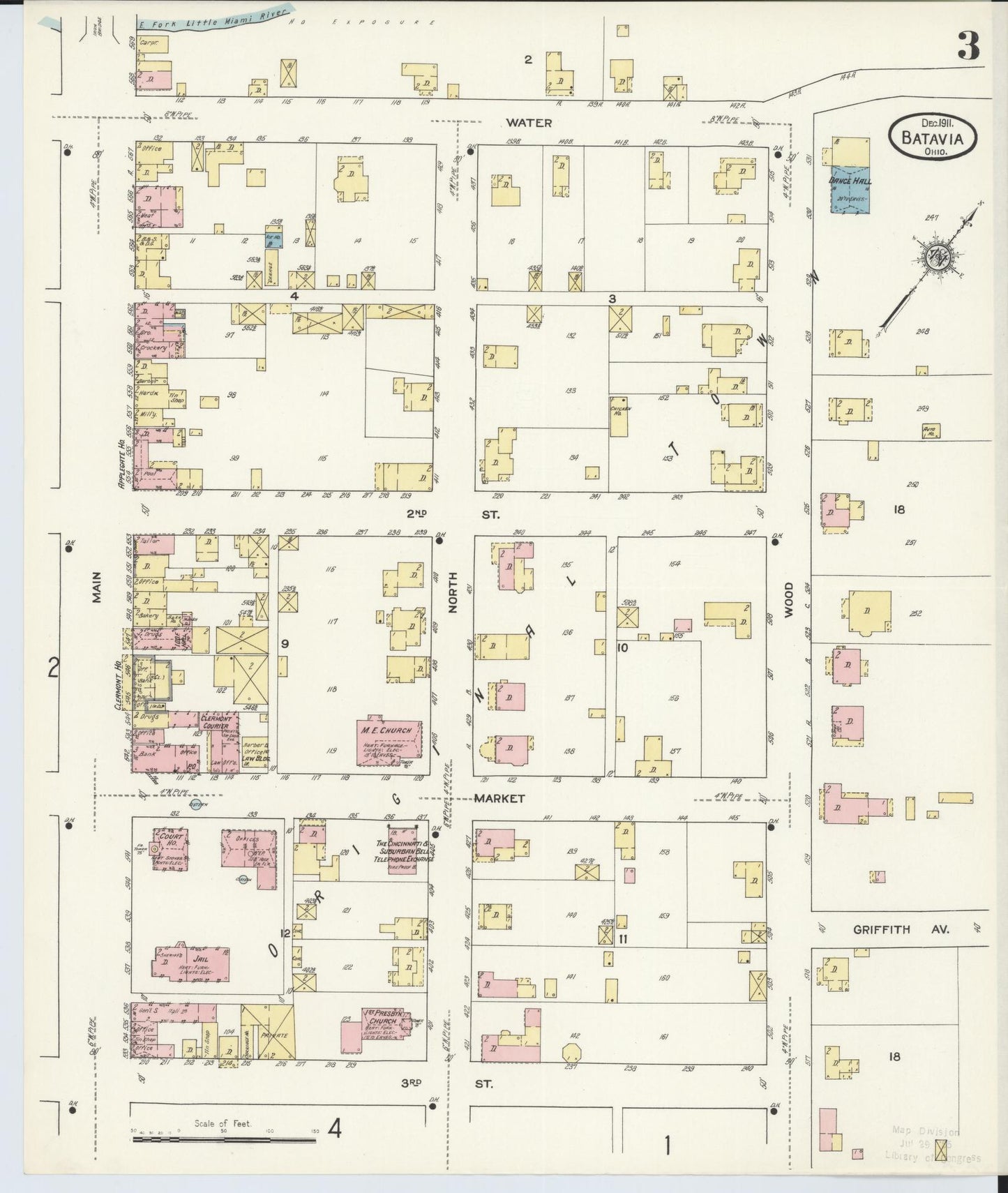 Sanborn Fire Insurance Map from Batavia, Clermont County, Ohio (1911), Sheet #0003 - Historic Sanborn Fire Insurance Map Print, vintage old map wall art, antique decor, genealogy gift, Ohio Ohio map