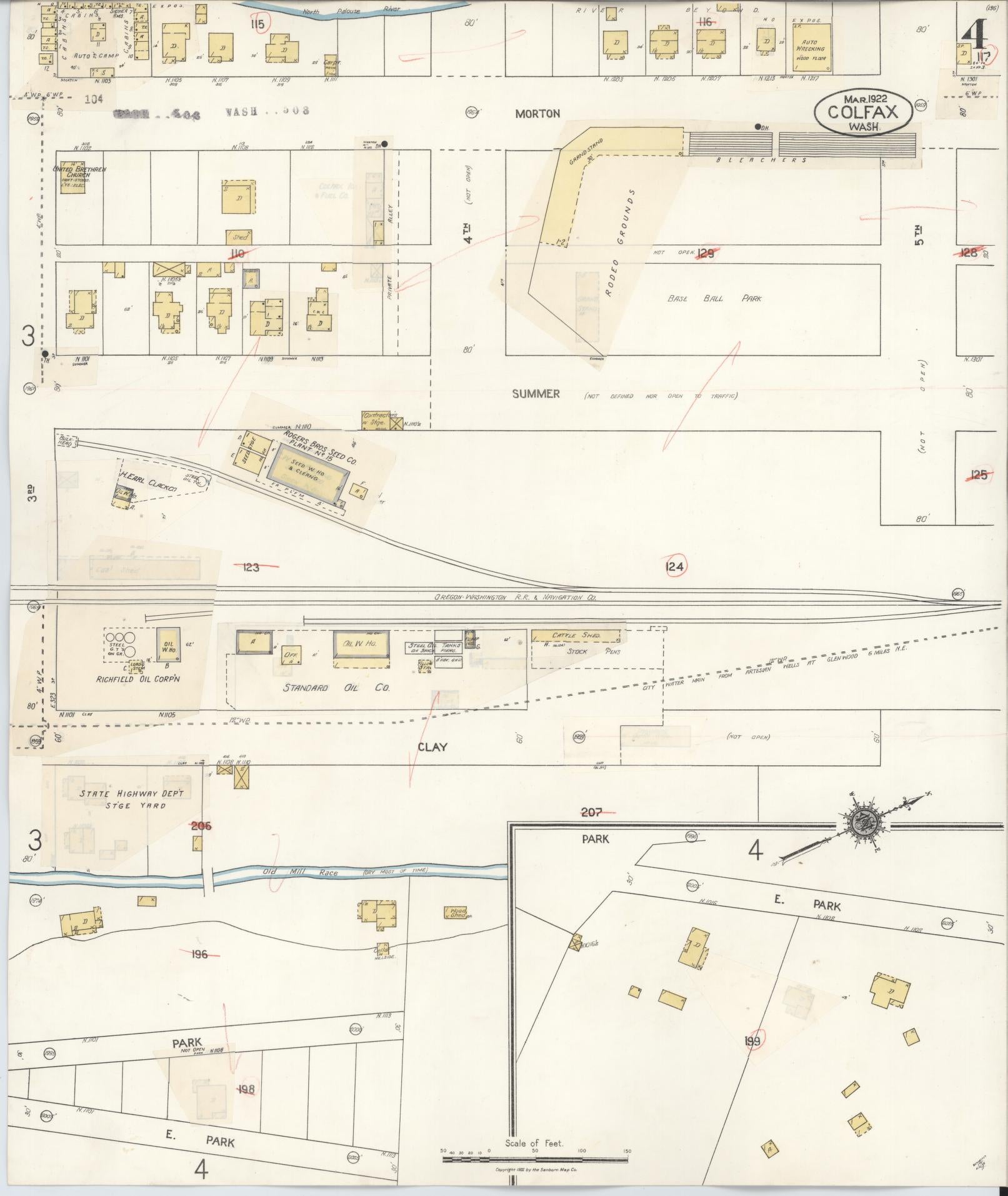 Sanborn Fire Insurance Map from Colfax, Whitman County, Washington (1939), Sheet #0004 - Historic Sanborn Fire Insurance Map Print, vintage old map wall art, antique decor, genealogy gift, Washington Washington map