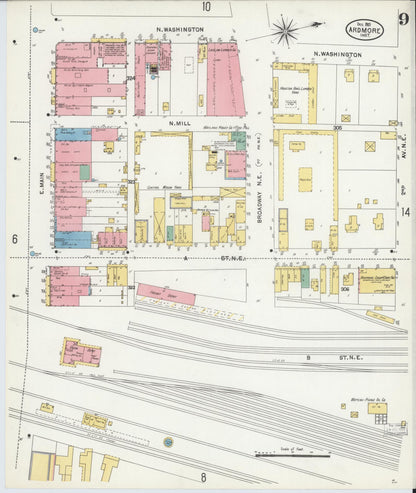 Sanborn Fire Insurance Map from Ardmore, Carter County, Oklahoma (1903), Sheet #0009 - Complete Map Set gallery image, historic Sanborn map, vintage wall art, Oklahoma Oklahoma