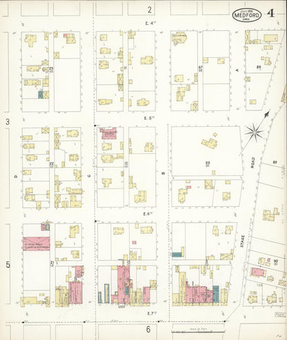 Sanborn Fire Insurance Map from Medford, Jackson County, Oregon (1898), Sheet #0004 - Complete Map Set gallery image, historic Sanborn map, vintage wall art, Oregon Oregon