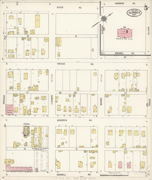 Sanborn Fire Insurance Map from Glendive, Dawson County, Montana (1910), Sheet #0005 - Historic Sanborn Fire Insurance Map Print, vintage old map wall art, antique decor, genealogy gift, Montana Montana map