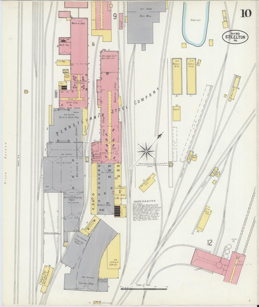 Sanborn Fire Insurance Map from Steelton, Dauphin County, Pennsylvania (1902), Sheet #0010 - Historic Sanborn Fire Insurance Map Print, vintage old map wall art, antique decor, genealogy gift, Pennsylvania Pennsylvania map