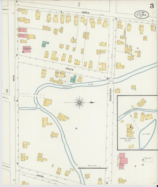 Sanborn Fire Insurance Map from Cuba, Allegany County, New York (1904), Sheet #0003 - Historic Sanborn Fire Insurance Map Print, vintage old map wall art, antique decor, genealogy gift, New York New York map