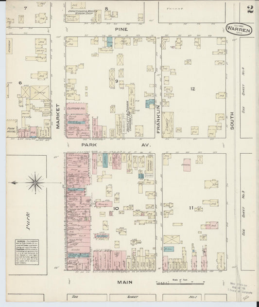 Sanborn Fire Insurance Map from Warren, Trumbull County, Ohio (1884), Sheet #0002 - Historic Sanborn Fire Insurance Map Print, vintage old map wall art, antique decor, genealogy gift, Ohio Ohio map