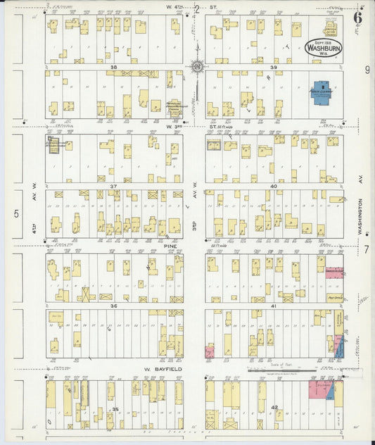 Sanborn Fire Insurance Map from Washburn, Bayfield County, Wisconsin (1918), Sheet #0006 - Historic Sanborn Fire Insurance Map Print, vintage old map wall art, antique decor, genealogy gift, Wisconsin Wisconsin map