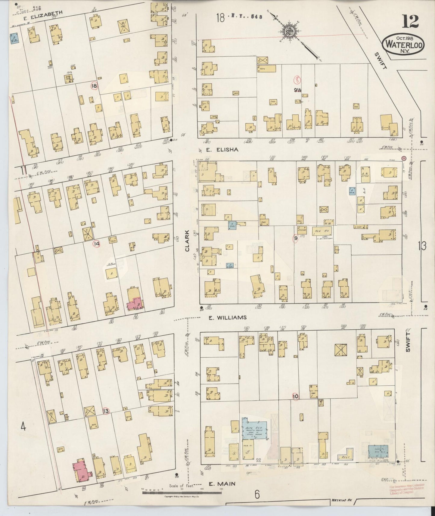 Sanborn Fire Insurance Map from Waterloo, Seneca County, New York (1948), Sheet #0012 - Complete Map Set gallery image, historic Sanborn map, vintage wall art, New York New York
