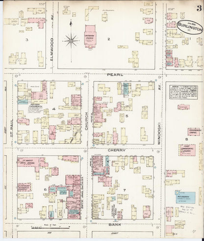 Sanborn Fire Insurance Map from Burlington, Chittenden County, Vermont (1885), Sheet #0003 - Complete Map Set gallery image, historic Sanborn map, vintage wall art, Vermont Vermont