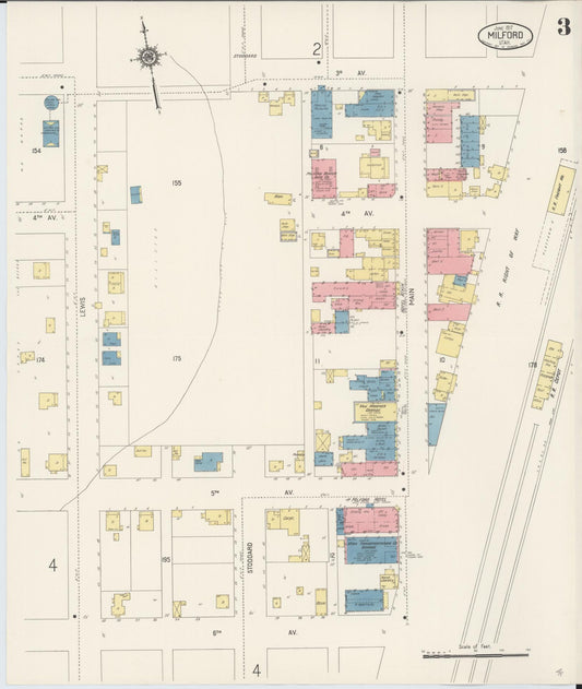Sanborn Fire Insurance Map from Milford, Beaver County, Utah (1917), Sheet #0003 - Historic Sanborn Fire Insurance Map Print, vintage old map wall art, antique decor, genealogy gift, Utah Utah map