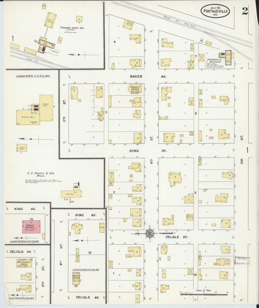 Sanborn Fire Insurance Map from Portageville, New Madrid County, Missouri (1911), Sheet #0002 - Historic Sanborn Fire Insurance Map Print, vintage old map wall art, antique decor, genealogy gift, Missouri Missouri map