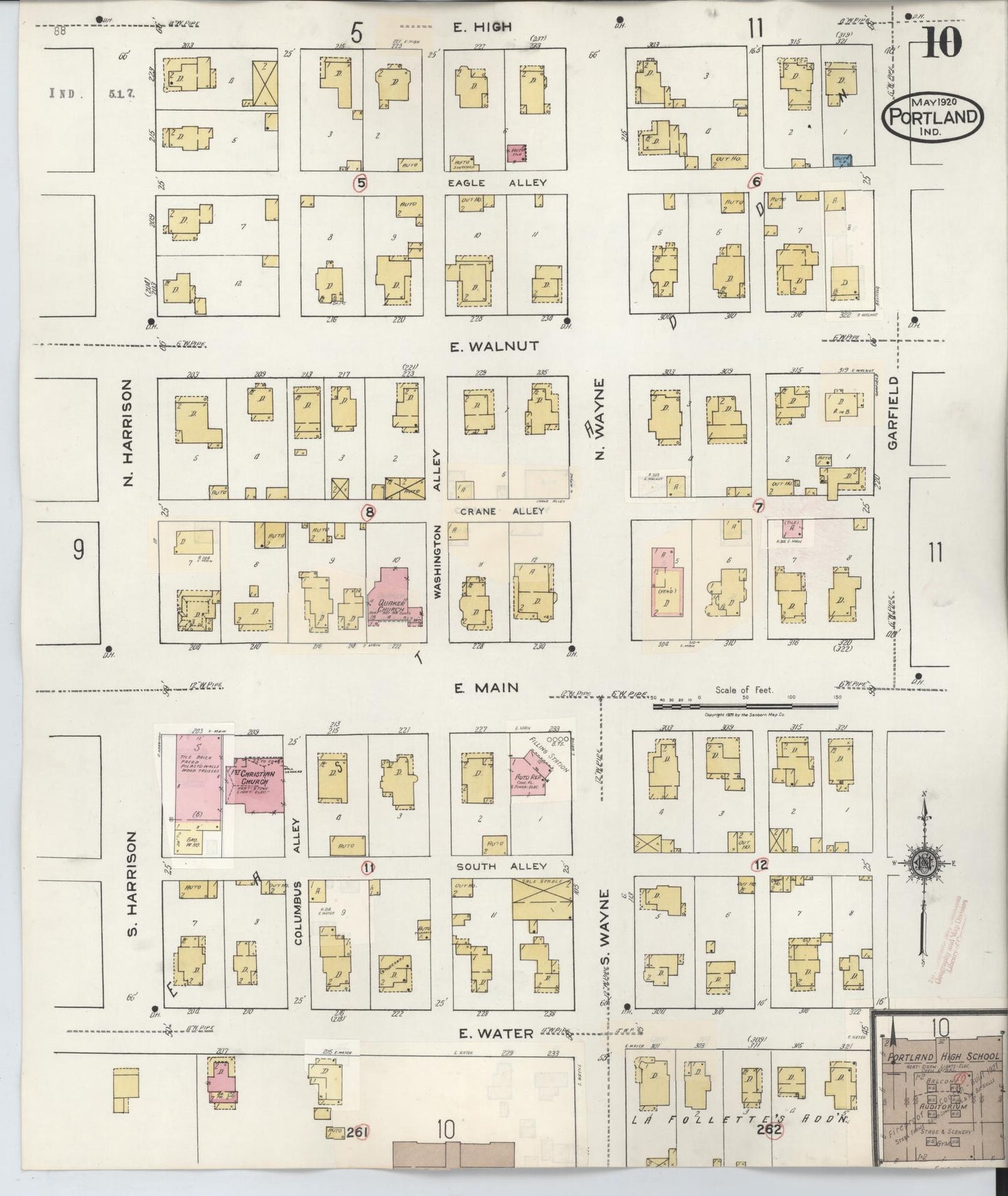 Sanborn Fire Insurance Map from Portland, Jay County, Indiana (1946), Sheet #0010 - Historic Sanborn Fire Insurance Map Print, vintage old map wall art, antique decor, genealogy gift, Indiana Indiana map
