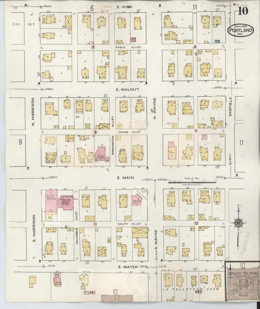 Sanborn Fire Insurance Map from Portland, Jay County, Indiana (1946), Sheet #0010 - Historic Sanborn Fire Insurance Map Print, vintage old map wall art, antique decor, genealogy gift, Indiana Indiana map