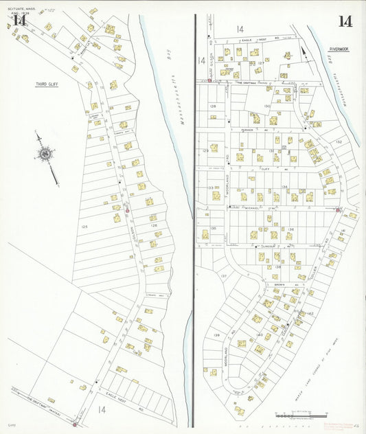 Sanborn Fire Insurance Map from Scituate, Plymouth County, Massachusetts (1939), Sheet #0014 - Historic Sanborn Fire Insurance Map Print, vintage old map wall art, antique decor, genealogy gift, Massachusetts Massachusetts map