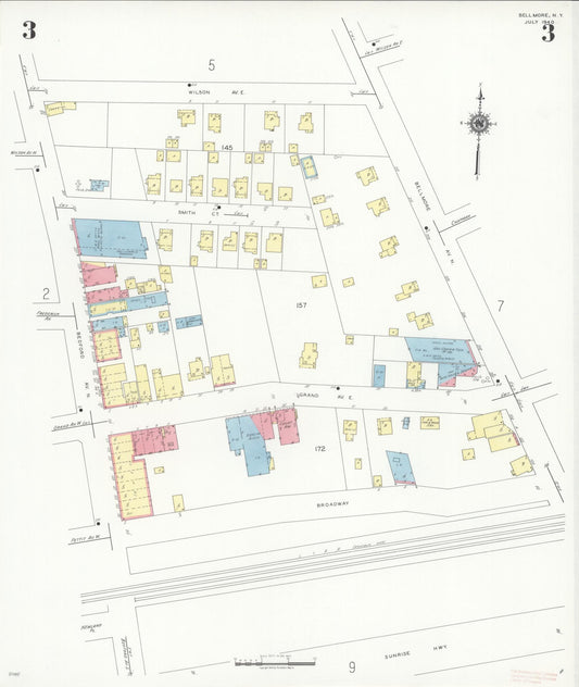 Sanborn Fire Insurance Map from Bellmore, Nassau County, New York (1940), Sheet #0003 - Historic Sanborn Fire Insurance Map Print, vintage old map wall art, antique decor, genealogy gift, New York New York map