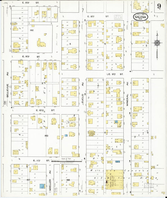Sanborn Fire Insurance Map from Galena, Cherokee County, Kansas (1918), Sheet #0009 - Historic Sanborn Fire Insurance Map Print, vintage old map wall art, antique decor, genealogy gift, Kansas Kansas map