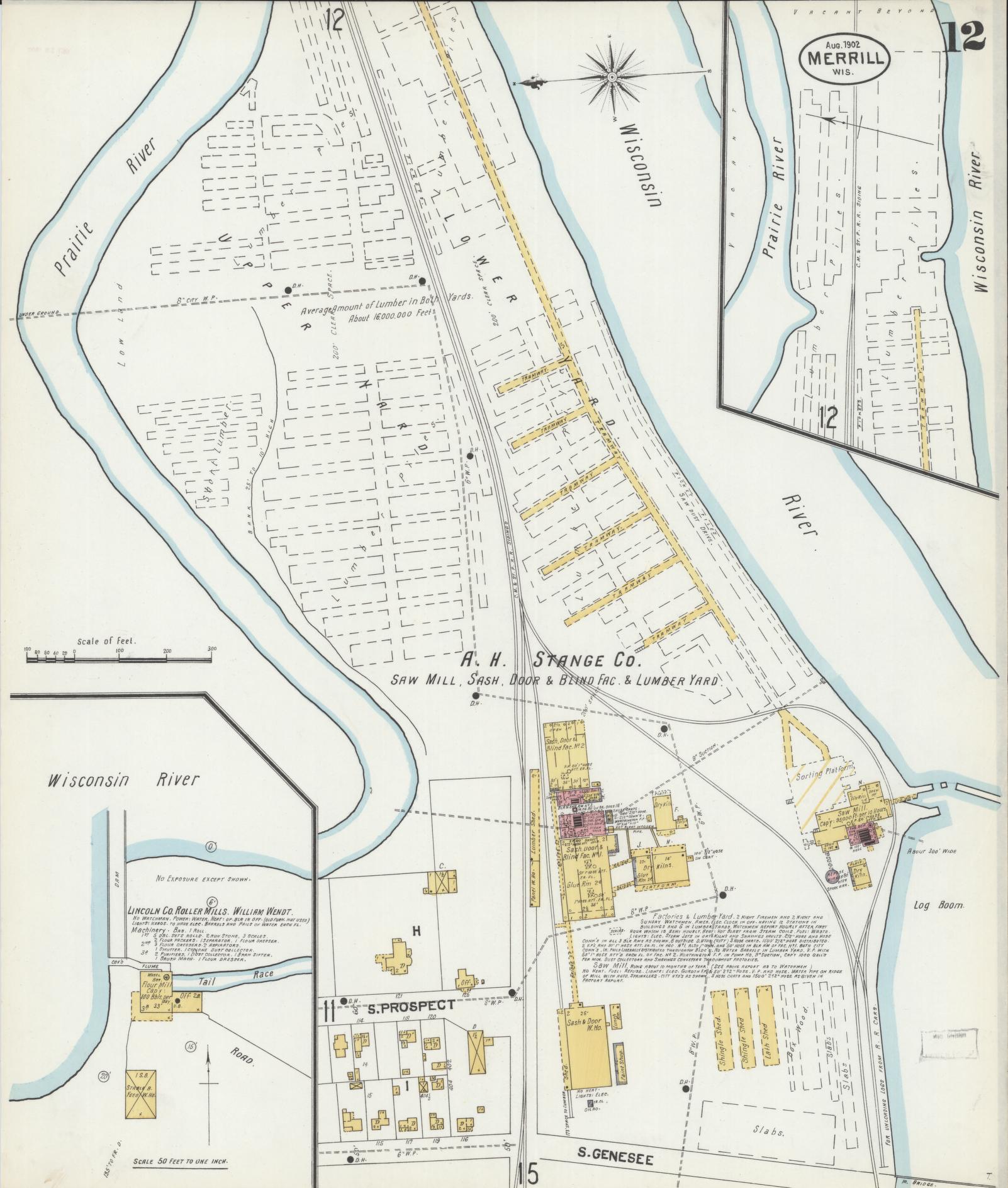 Sanborn Fire Insurance Map from Merrill, Lincoln County, Wisconsin (1902), Sheet #0012 - Complete Map Set gallery image, historic Sanborn map, vintage wall art, Wisconsin Wisconsin