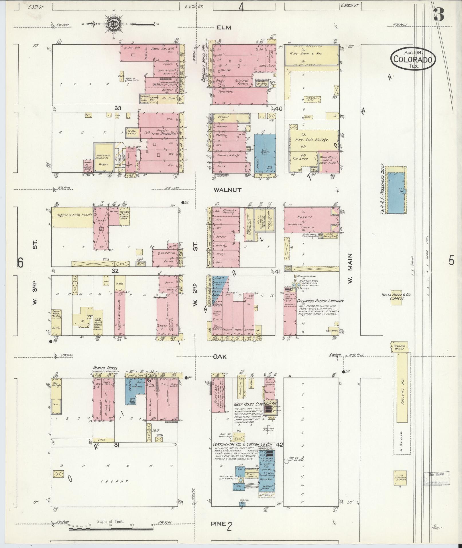 Sanborn Fire Insurance Map from Colorado, Mitchell County, Texas (1914), Sheet #0003 - Historic Sanborn Fire Insurance Map Print, vintage old map wall art, antique decor, genealogy gift, Texas Texas map