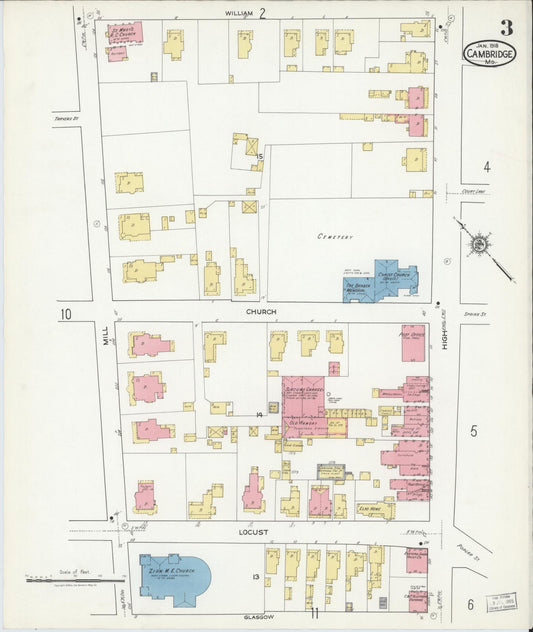 Sanborn Fire Insurance Map from Cambridge, Dorchester County, Maryland (1918), Sheet #0003 - Historic Sanborn Fire Insurance Map Print, vintage old map wall art, antique decor, genealogy gift, Maryland Maryland map