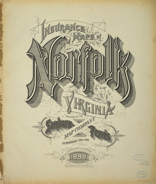 Sanborn Fire Insurance Map from Norfolk, Independent Cities, Virginia. (1898) – Historic Sanborn Fire Insurance Map Print