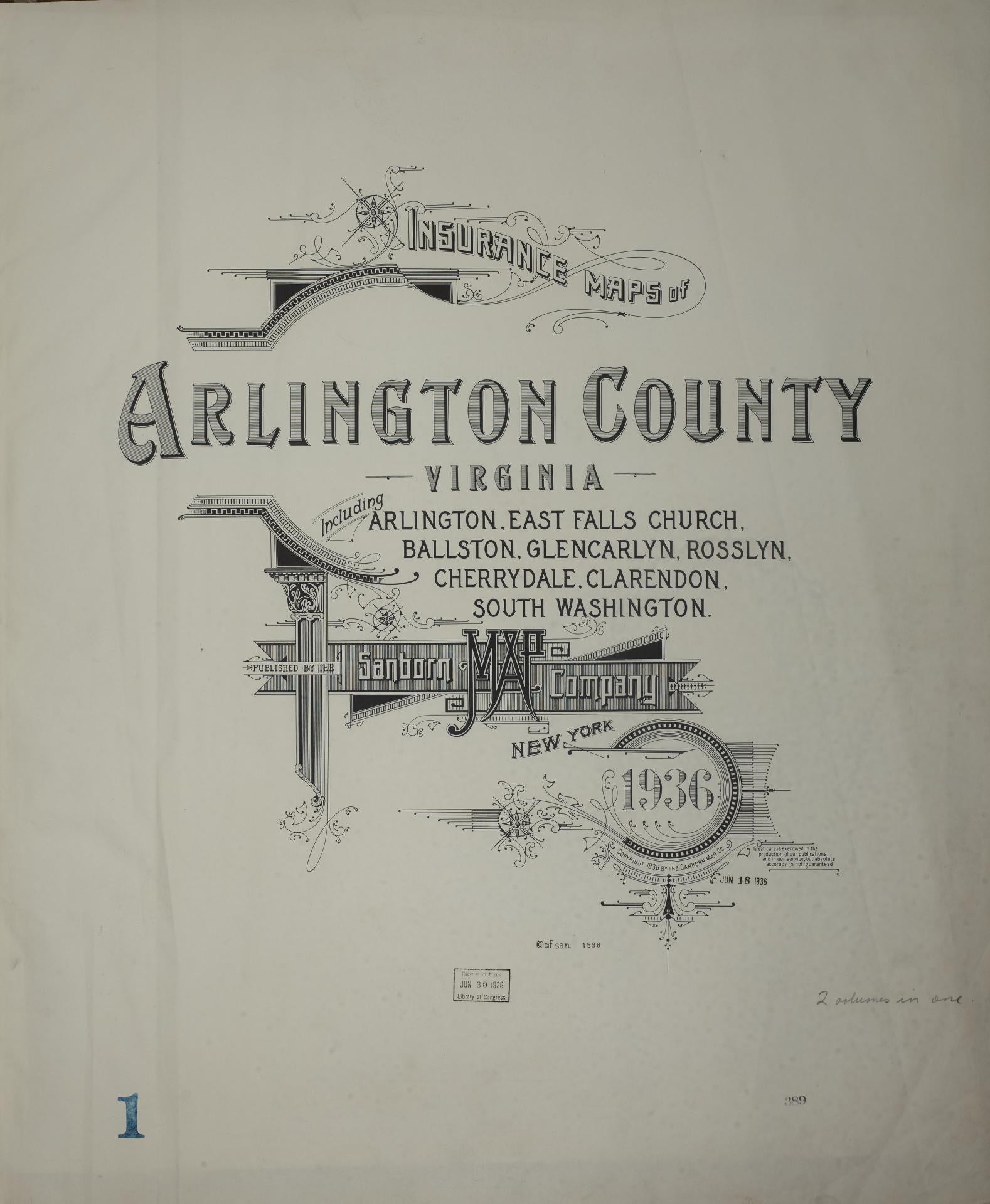 Sanborn Fire Insurance Map from Arlington County, Arlington County, Virginia. (1936) – Historic Sanborn Fire Insurance Map Print