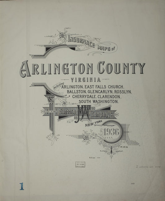 Sanborn Fire Insurance Map from Arlington County, Arlington County, Virginia. (1936) – Historic Sanborn Fire Insurance Map Print