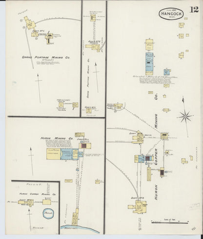 Sanborn Fire Insurance Map from Houghton, Houghton County, Michigan (1888), Sheet #0012 - Complete Map Set gallery image, historic Sanborn map, vintage wall art, Michigan Michigan