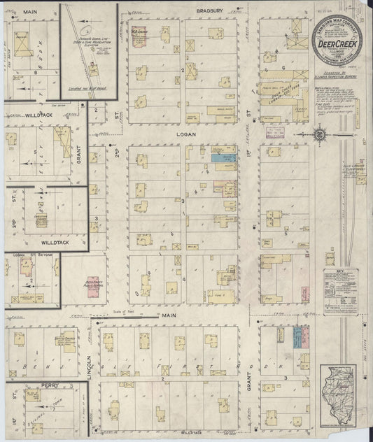 Sanborn Fire Insurance Map from Deer Creek, Tazewell County, Illinois (1914), Sheet #0001 - Historic Sanborn Fire Insurance Map Print, vintage old map wall art, antique decor, genealogy gift, Illinois Illinois map