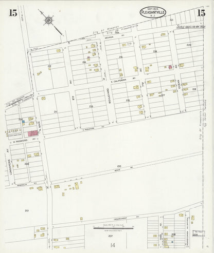 Sanborn Fire Insurance Map from Pleasantville, Atlantic County, New Jersey (1924), Sheet #0015 - Complete Map Set gallery image, historic Sanborn map, vintage wall art, New Jersey New Jersey