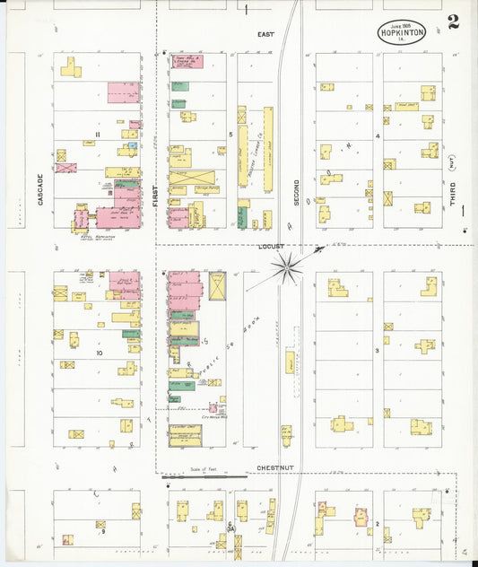Sanborn Fire Insurance Map from Hopkinton, Delaware County, Iowa (1905), Sheet #0002 - Historic Sanborn Fire Insurance Map Print, vintage old map wall art