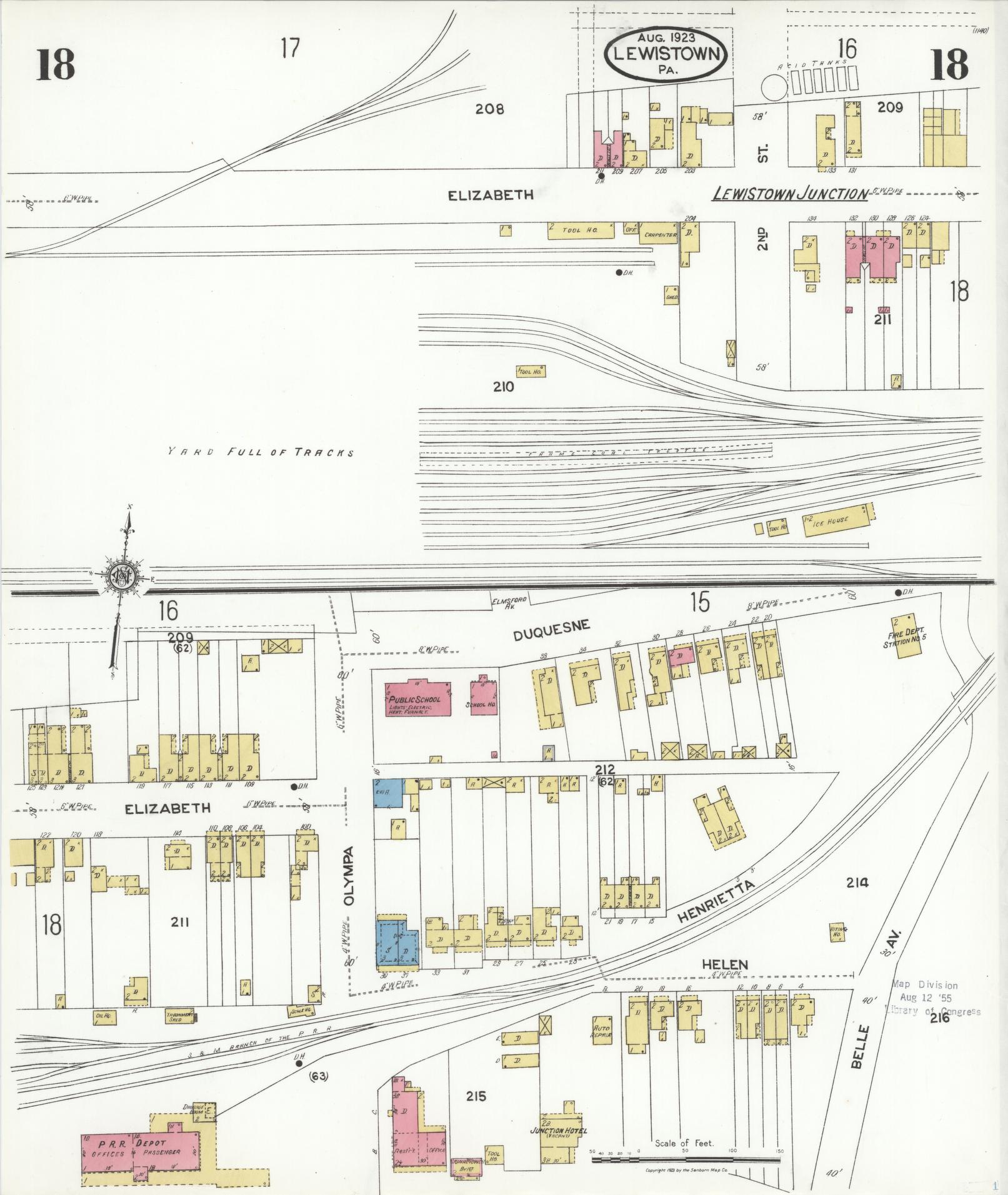 Sanborn Fire Insurance Map from Lewistown, Mifflin County, Pennsylvania (1923), Sheet #0018 - Complete Map Set gallery image, historic Sanborn map, vintage wall art, Pennsylvania Pennsylvania