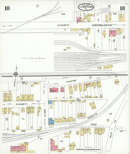 Sanborn Fire Insurance Map from Lewistown, Mifflin County, Pennsylvania (1923), Sheet #0018 - Complete Map Set gallery image, historic Sanborn map, vintage wall art, Pennsylvania Pennsylvania