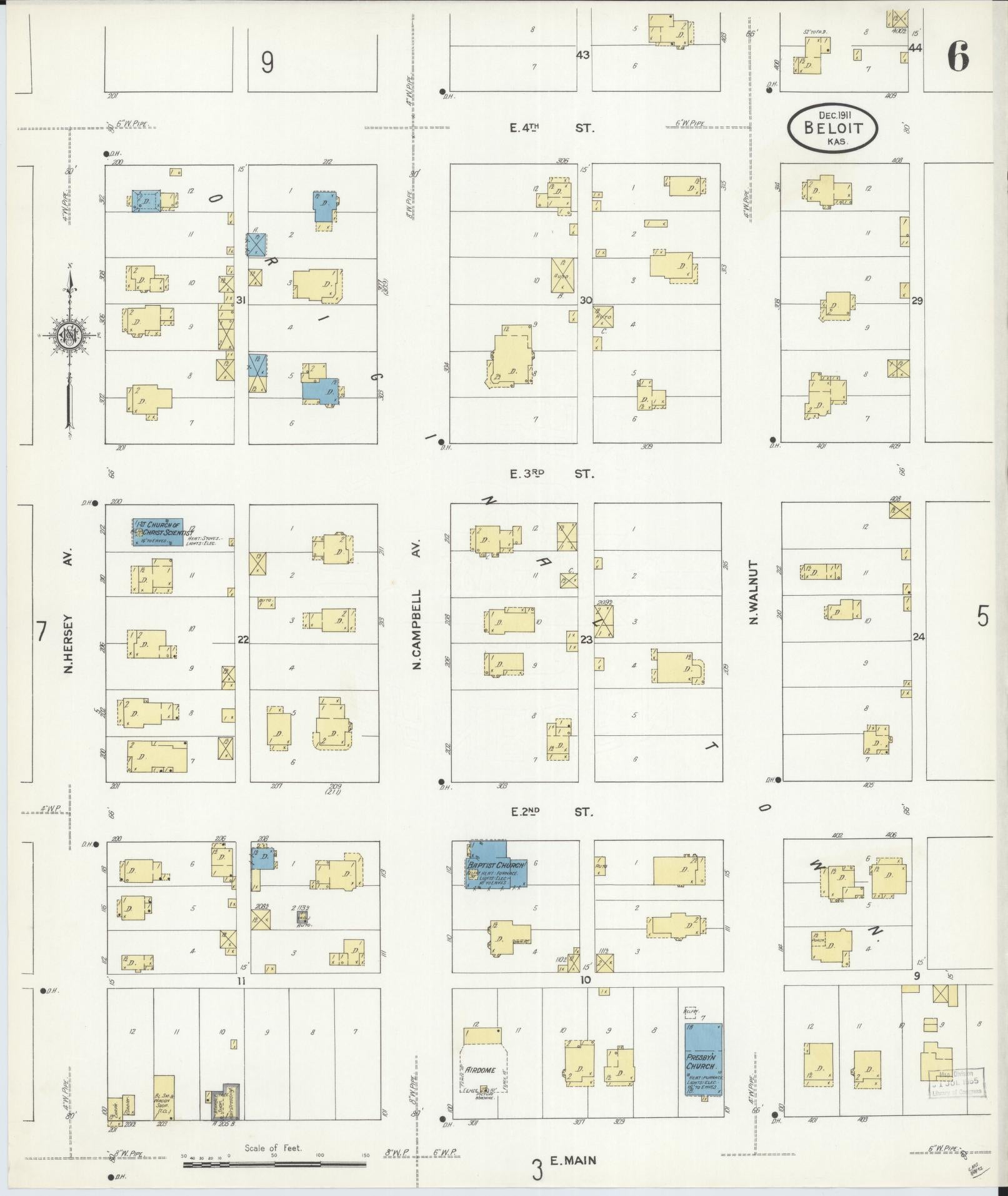 Sanborn Fire Insurance Map from Beloit, Mitchell County, Kansas (1911), Sheet #0006 - Complete Map Set gallery image, historic Sanborn map, vintage wall art, Kansas Kansas