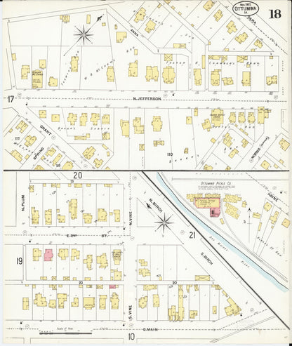 Sanborn Fire Insurance Map from Ottumwa, Wapello County, Iowa (1902), Sheet #0018 - Historic Sanborn Fire Insurance Map Print, vintage old map wall art