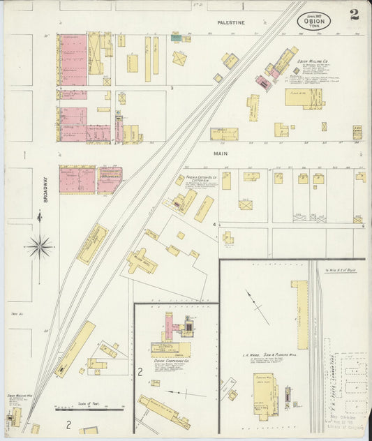 Sanborn Fire Insurance Map from Obion, Obion County, Tennessee (1907), Sheet #0002 - Historic Sanborn Fire Insurance Map Print, vintage old map wall art, antique decor, genealogy gift, Tennessee Tennessee map