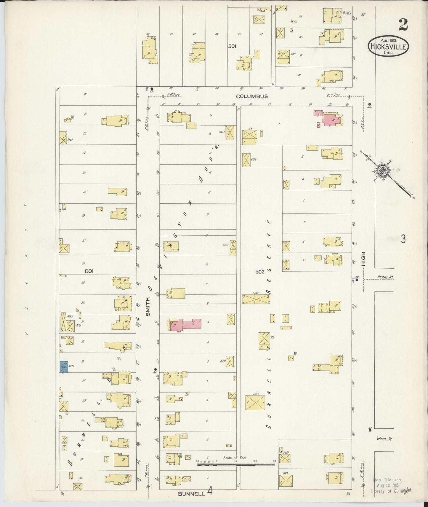 Sanborn Fire Insurance Map from Hicksville, Defiance County, Ohio (1913), Sheet #0002 - Historic Sanborn Fire Insurance Map Print, vintage old map wall art, antique decor, genealogy gift, Ohio Ohio map