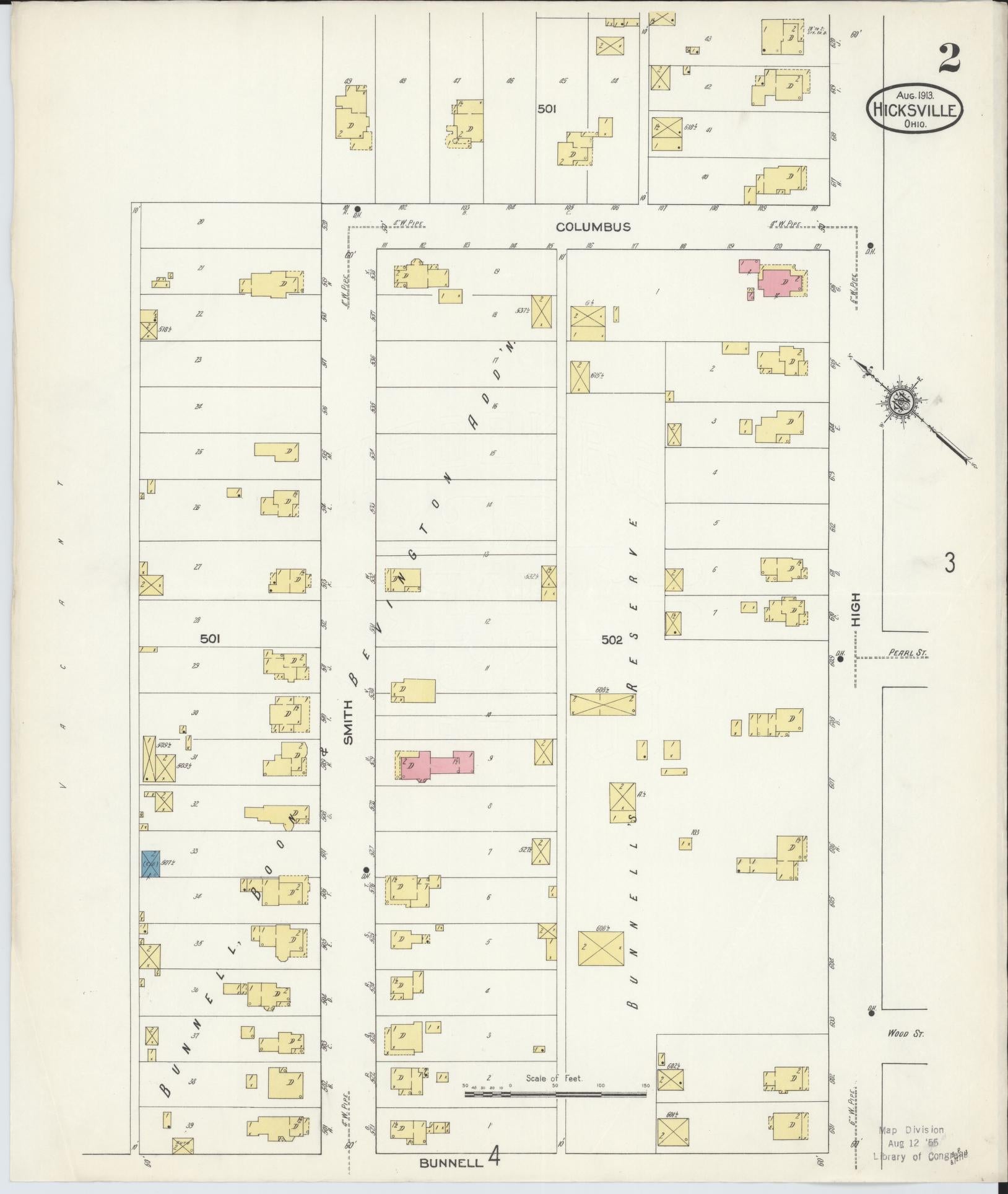 Sanborn Fire Insurance Map from Hicksville, Defiance County, Ohio (1913), Sheet #0002 - Historic Sanborn Fire Insurance Map Print, vintage old map wall art, antique decor, genealogy gift, Ohio Ohio map