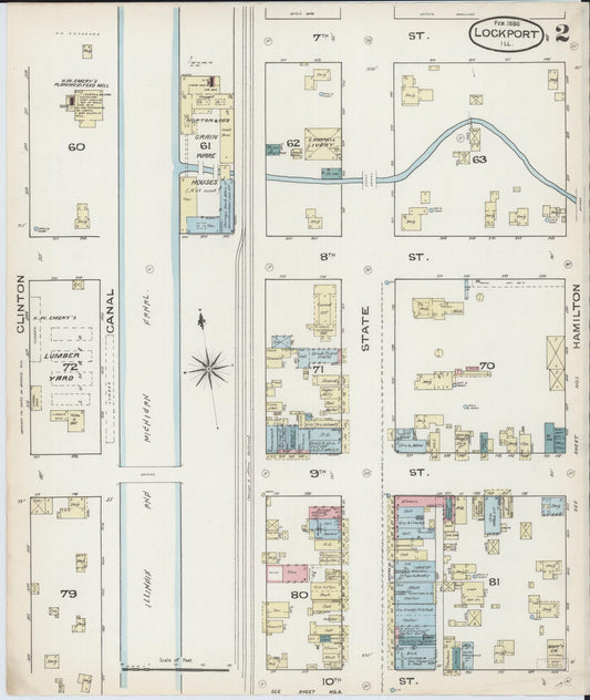 Sanborn Fire Insurance Map from Lockport, Will County, Illinois (1886), Sheet #0002 - Historic Sanborn Fire Insurance Map Print, vintage old map wall art, antique decor, genealogy gift, Illinois Illinois map