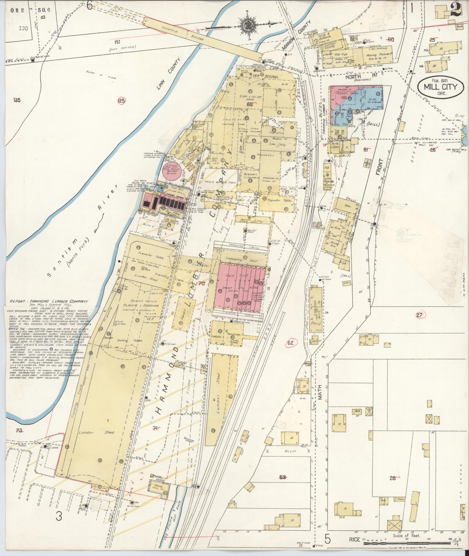 Sanborn Fire Insurance Map from Mill City, Linn And Marion Counties, Oregon (1931), Sheet #0002 - Historic Sanborn Fire Insurance Map Print, vintage old map wall art, antique decor, genealogy gift, Oregon Oregon map