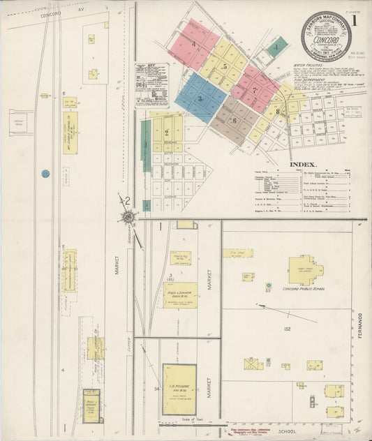 Sanborn Fire Insurance Map from Concord, Contra Costa County, California (1917), Sheet #0001 - Historic Sanborn Fire Insurance Map Print, vintage old map wall art, antique decor, genealogy gift, California California map