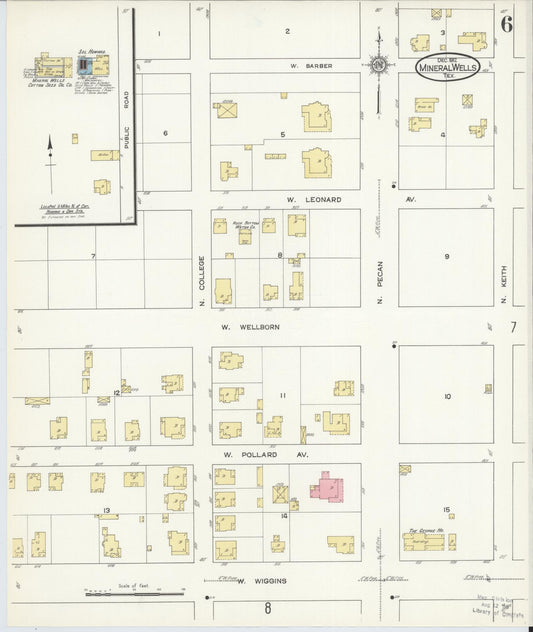 Sanborn Fire Insurance Map from Mineral Wells, Palo Pinto County, Texas (1912), Sheet #0006 - Historic Sanborn Fire Insurance Map Print, vintage old map wall art, antique decor, genealogy gift, Texas Texas map