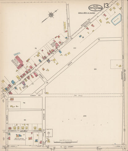 Sanborn Fire Insurance Map from Doylestown, Bucks County, Pennsylvania (1922), Sheet #0013 - Complete Map Set gallery image, historic Sanborn map, vintage wall art, Pennsylvania Pennsylvania